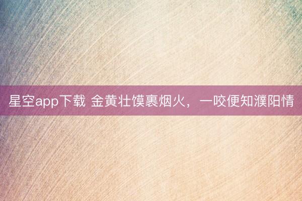 星空app下载 金黄壮馍裹烟火,一咬便知濮阳情