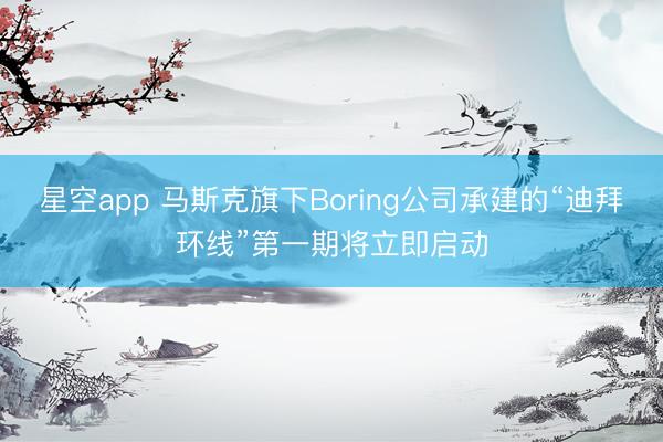 星空app 马斯克旗下Boring公司承建的“迪拜环线”第一期将立即启动