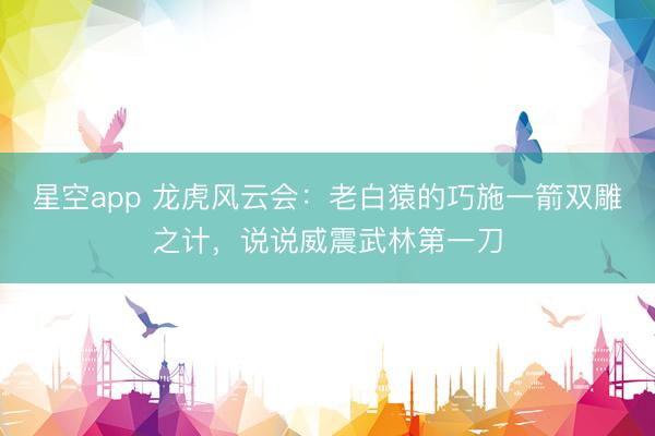 星空app 龙虎风云会:老白猿的巧施一箭双雕之计,说说威震武林第一刀