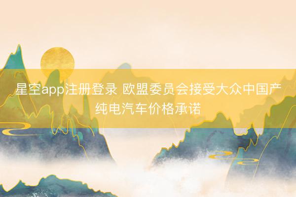 星空app注册登录 欧盟委员会接受大众中国产纯电汽车价格承诺
