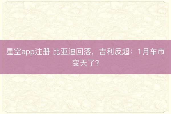 星空app注册 比亚迪回落，吉利反超：1月车市变天了？