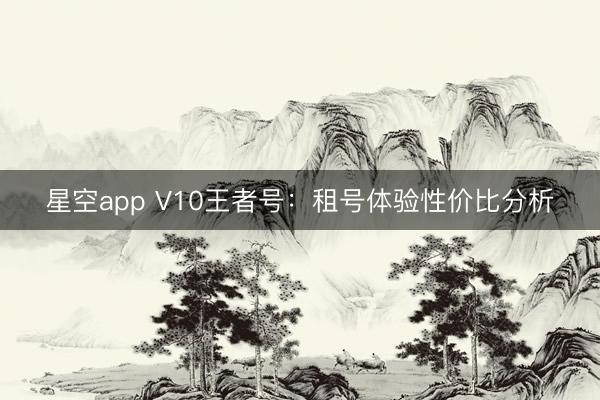 星空app V10王者号：租号体验性价比分析