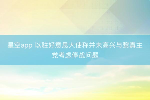 星空app 以驻好意思大使称并未高兴与黎真主党考虑停战问题
