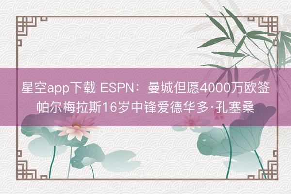 星空app下载 ESPN：曼城但愿4000万欧签帕尔梅拉斯16岁中锋爱德华多·孔塞桑