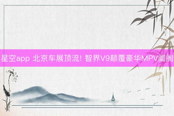 星空app 北京车展顶流! 智界V9颠覆豪华MPV阛阓