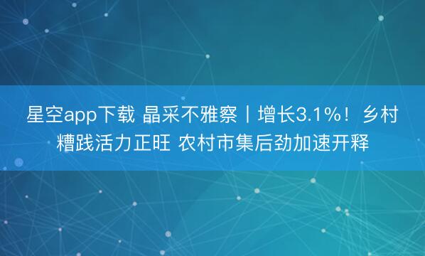 星空app下载 晶采不雅察丨增长3.1%！乡村糟践活力正旺 农村市集后劲加速开释