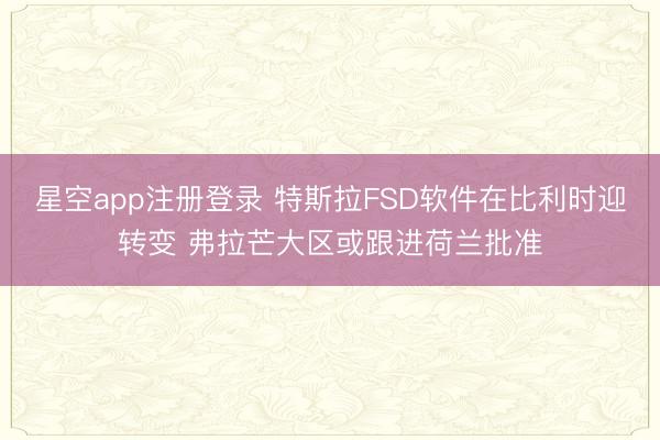 星空app注册登录 特斯拉FSD软件在比利时迎转变 弗拉芒大区或跟进荷兰批准