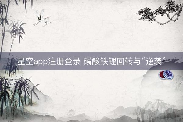 星空app注册登录 磷酸铁锂回转与“逆袭”
