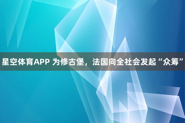 星空体育APP 为修古堡,法国向全社会发起“众筹”