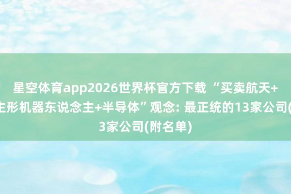星空体育app2026世界杯官方下载 “买卖航天+东说念主形机器东说念主+半导体”观念: 最正统的13家公司(附名单)