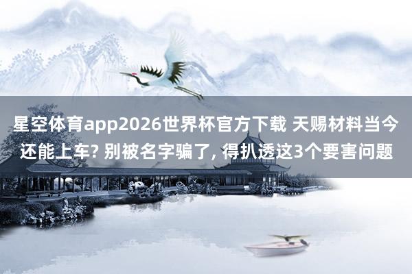 星空体育app2026世界杯官方下载 天赐材料当今还能上车? 别被名字骗了, 得扒透这3个要害问题