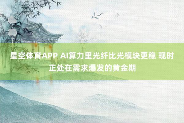星空体育APP AI算力里光纤比光模块更稳 现时正处在需求爆发的黄金期