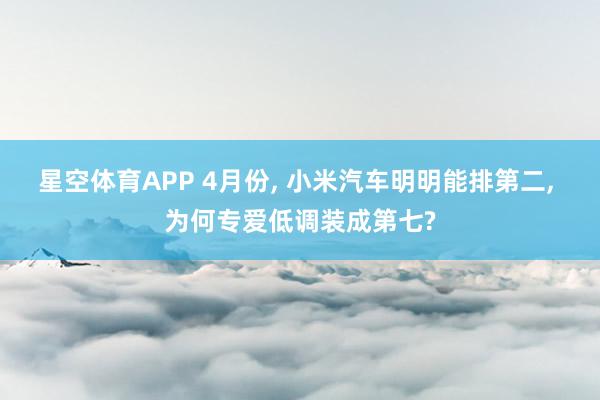 星空体育APP 4月份， 小米汽车明明能排第二， 为何专爱低调装成第七?