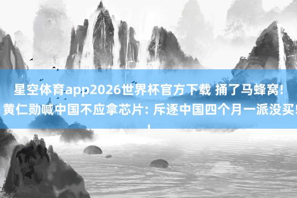 星空体育app2026世界杯官方下载 捅了马蜂窝! 黄仁勋喊中国不应拿芯片: 斥逐中国四个月一派没买!