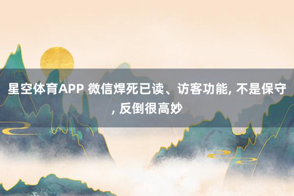 星空体育APP 微信焊死已读、访客功能, 不是保守, 反倒很高妙