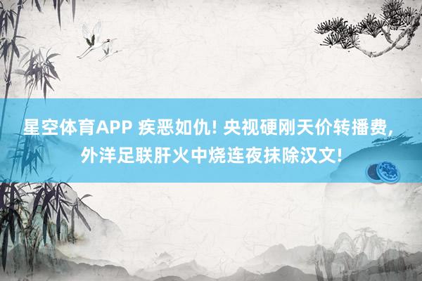 星空体育APP 疾恶如仇! 央视硬刚天价转播费, 外洋足联肝火中烧连夜抹除汉文!