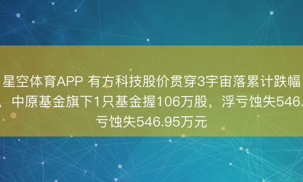 星空体育APP 有方科技股价贯穿3宇宙落累计跌幅7.55%,中原基金旗下1只基金握106万股,浮亏蚀失546.95万元