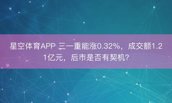 星空体育APP 三一重能涨0.32%,成交额1.21亿元,后市是否有契机?
