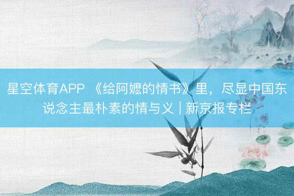 星空体育APP 《给阿嬷的情书》里,尽显中国东说念主最朴素的情与义 | 新京报专栏