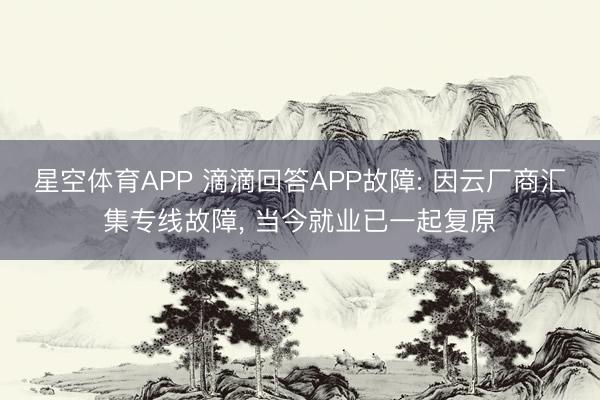 星空体育APP 滴滴回答APP故障: 因云厂商汇集专线故障, 当今就业已一起复原