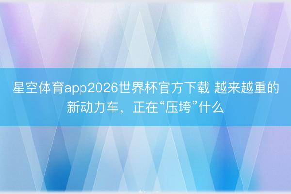 星空体育app2026世界杯官方下载 越来越重的新动力车,正在“压垮”什么