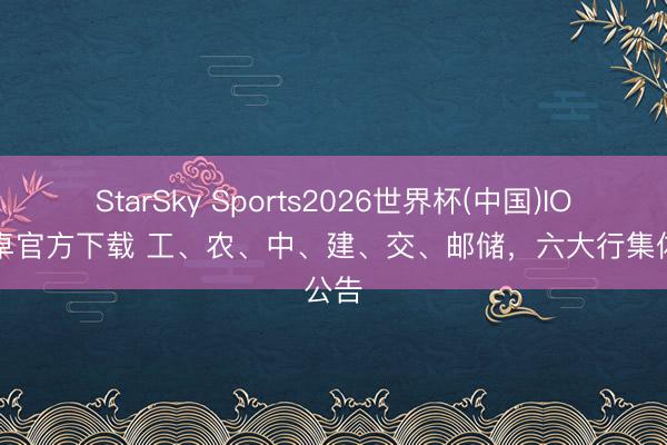 StarSky Sports2026世界杯(中国)IOS/安卓官方下载 工、农、中、建、交、邮储,六大行集体公告